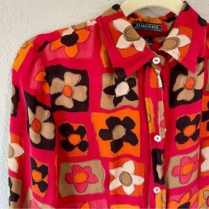 Vintage Harold’s Silk Floral Blouse Size Small GUC